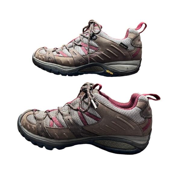 Merrell Siren Sport GTX Gore-Tex Athletic Low Hiking Shoes Size 7 Brown Gray Red - Picture 3 of 10